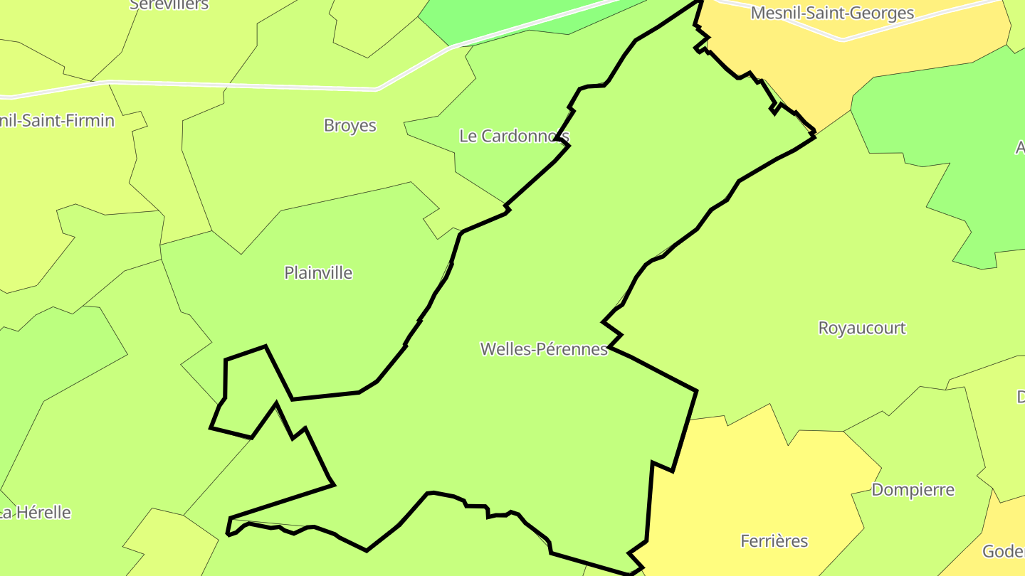 Carte des prix de l'immobilier Welles-Pérennes