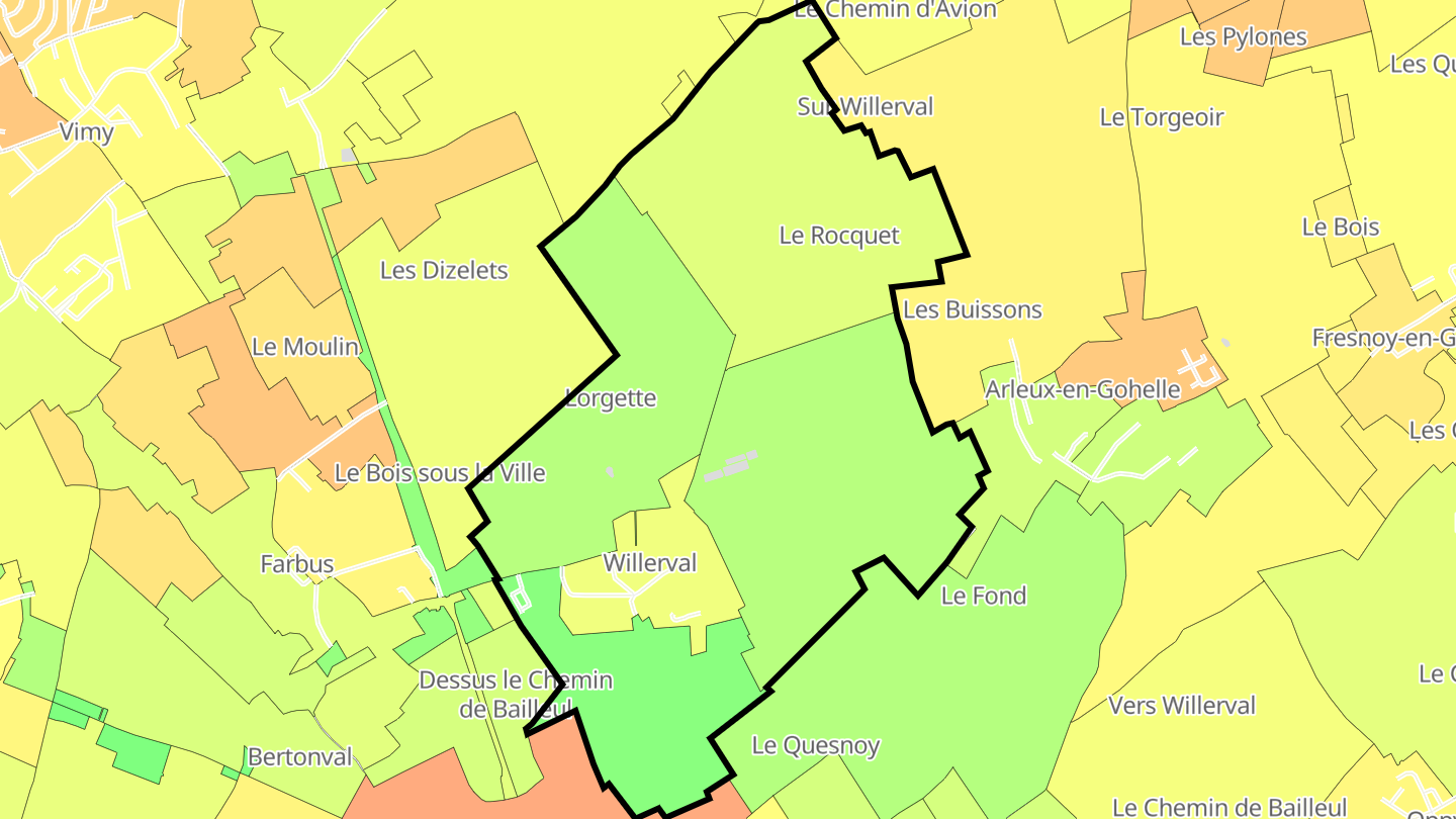 Carte des prix de l'immobilier Willerval