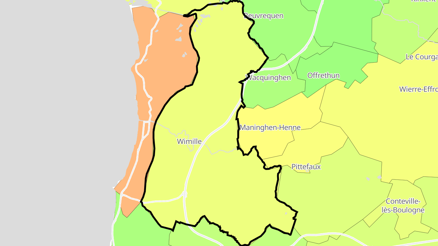 Carte des prix de l'immobilier Wimille