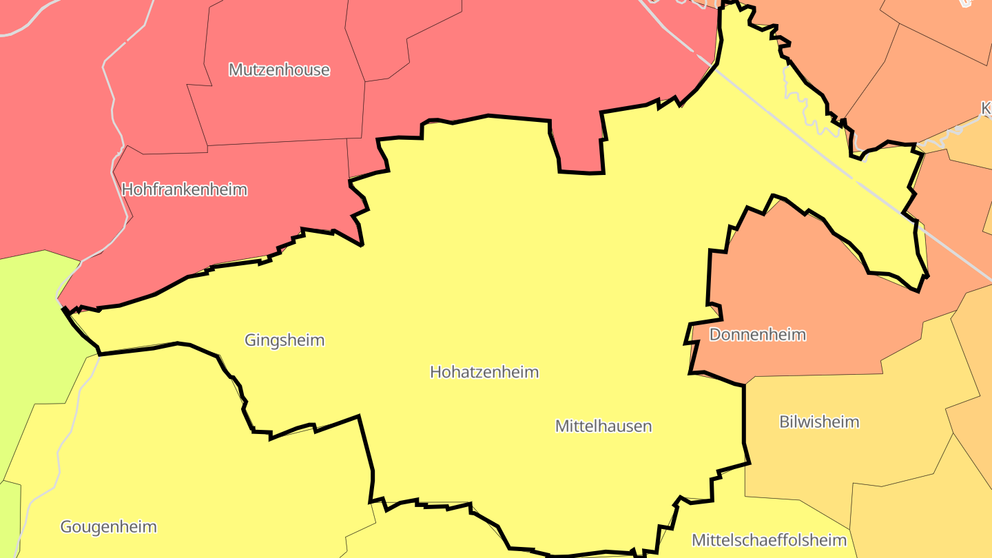 Carte des prix de l'immobilier Wingersheim les Quatre Bans