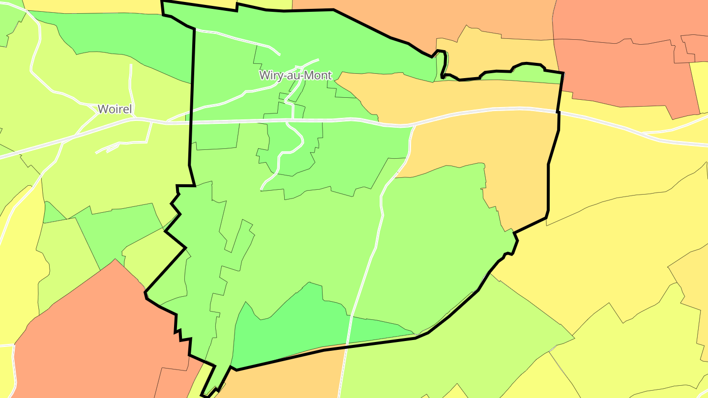Carte des prix de l'immobilier Wiry-au-Mont