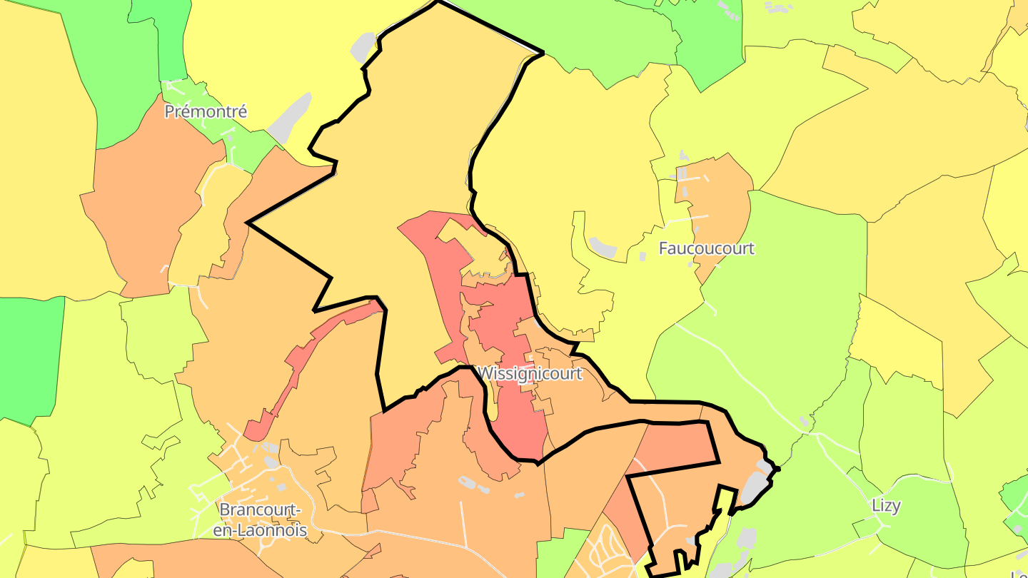 Carte des prix de l'immobilier Wissignicourt