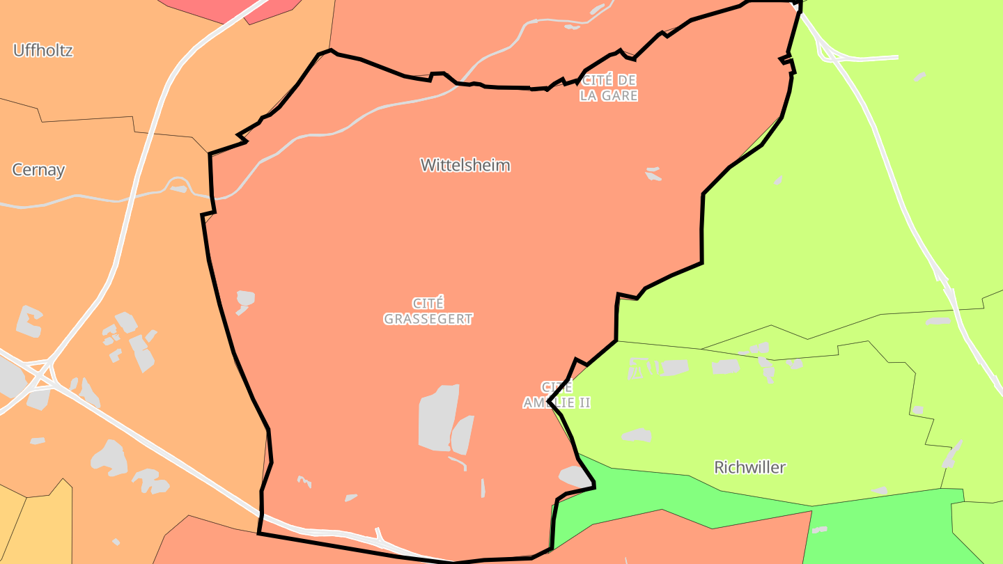 Carte des prix de l'immobilier Wittelsheim