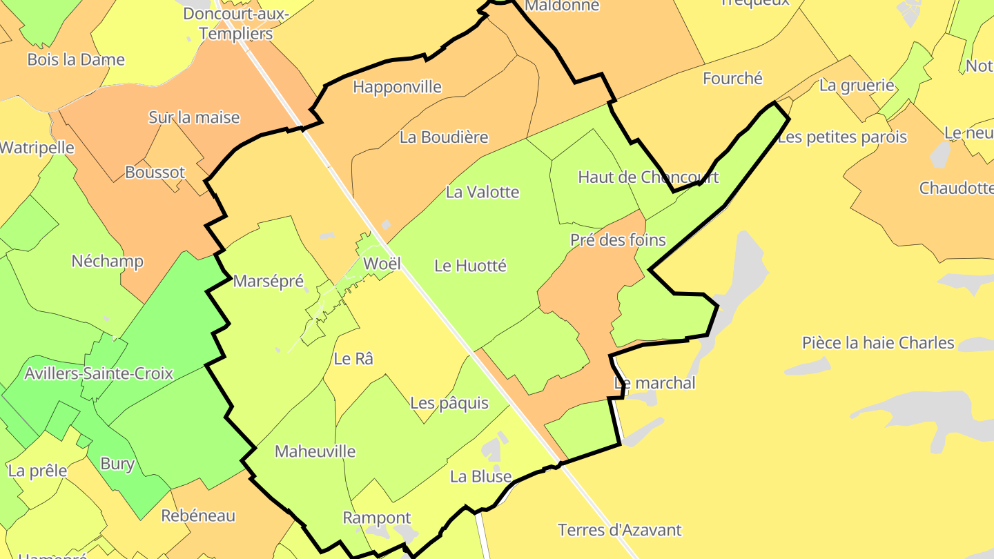 Carte des prix de l'immobilier Woël