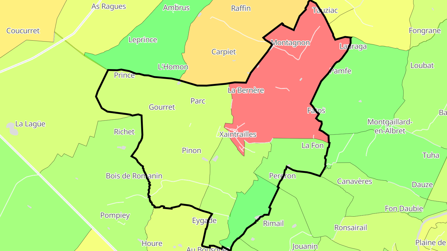 Carte des prix de l'immobilier Xaintrailles