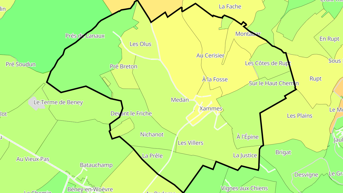 Carte des prix de l'immobilier Xammes