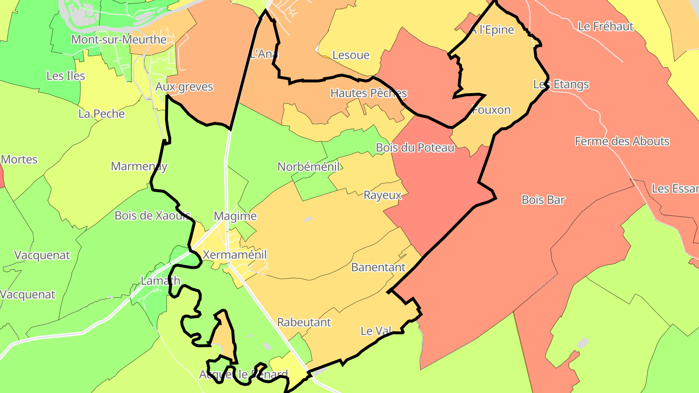 Carte des prix de l'immobilier Xermaménil