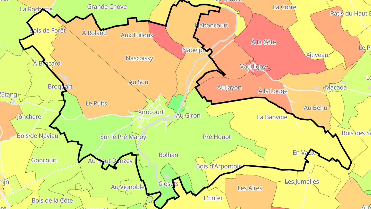 Carte des prix de l'immobilier Xirocourt