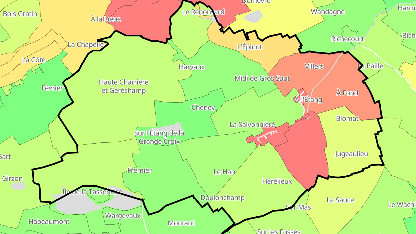 Carte des prix de l'immobilier Xivray-et-Marvoisin