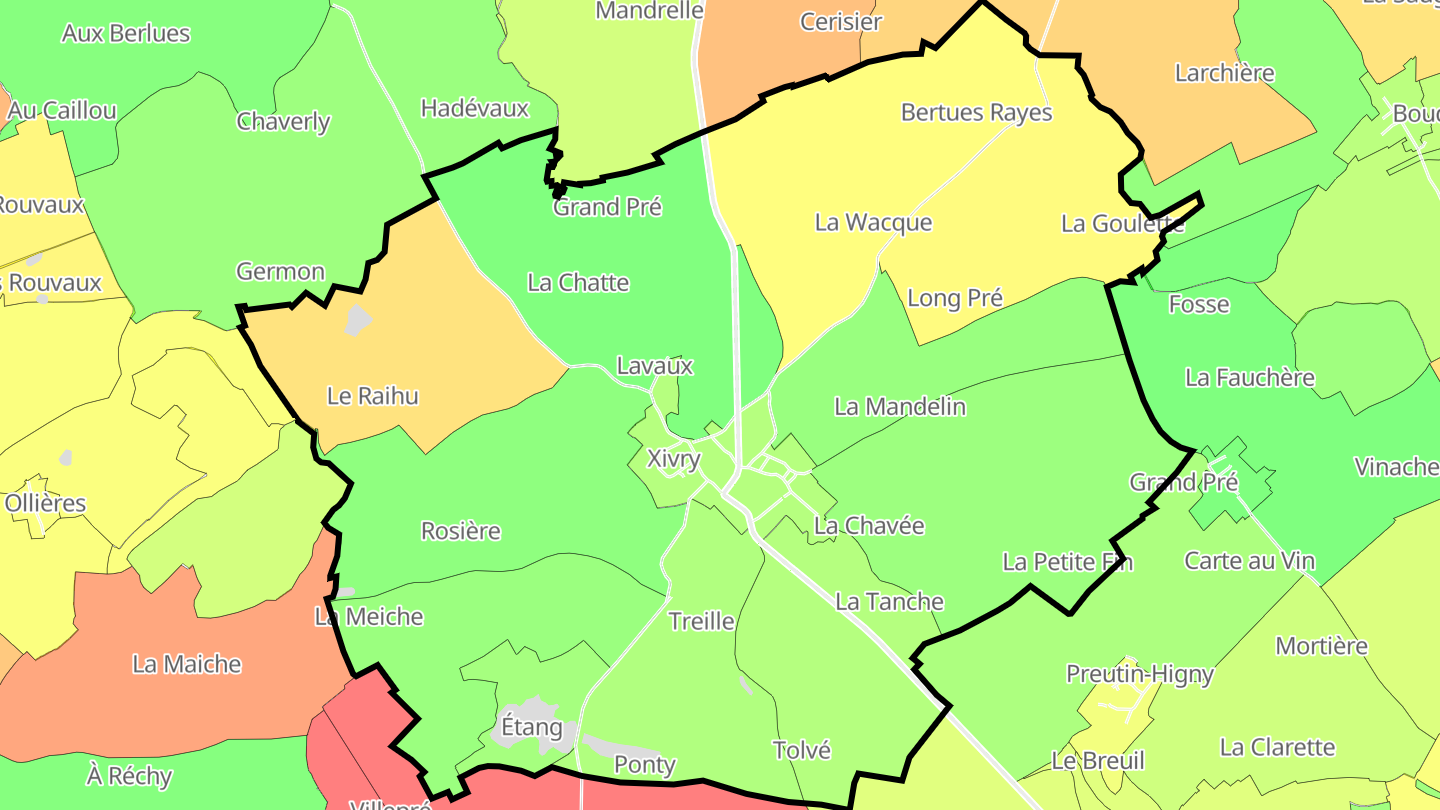 Carte des prix de l'immobilier Xivry-Circourt