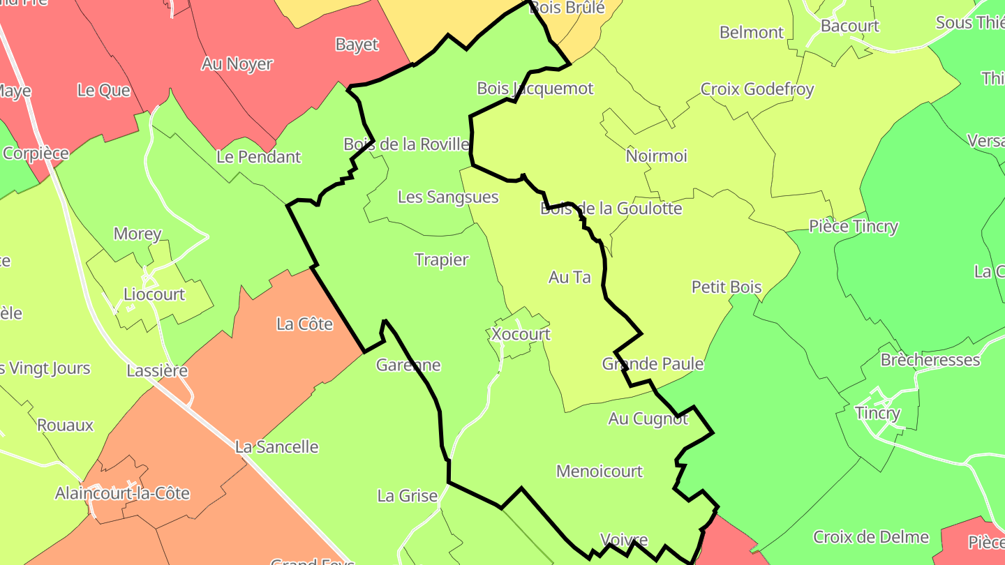 Carte des prix de l'immobilier Xocourt