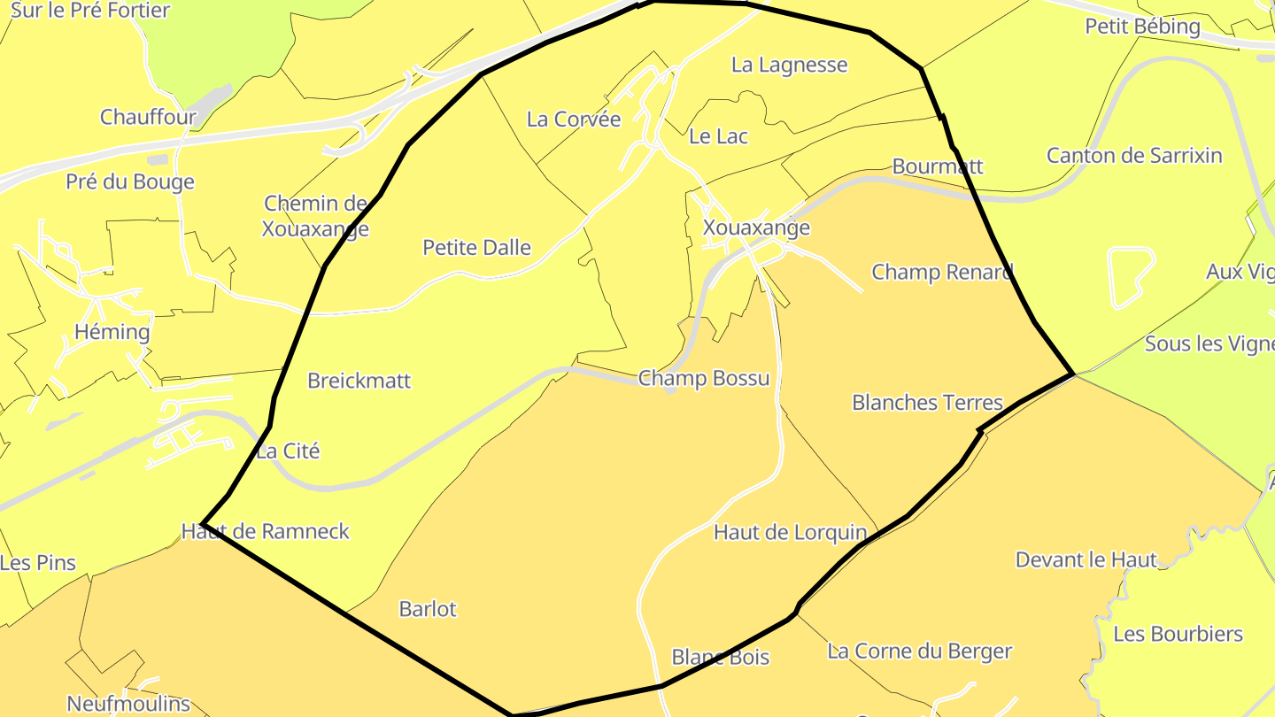 Carte des prix de l'immobilier Xouaxange