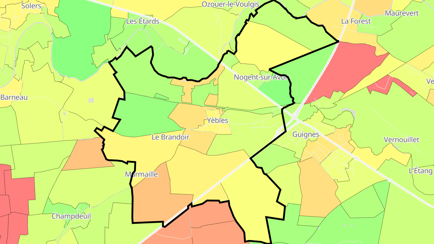 Carte des prix de l'immobilier Yèbles