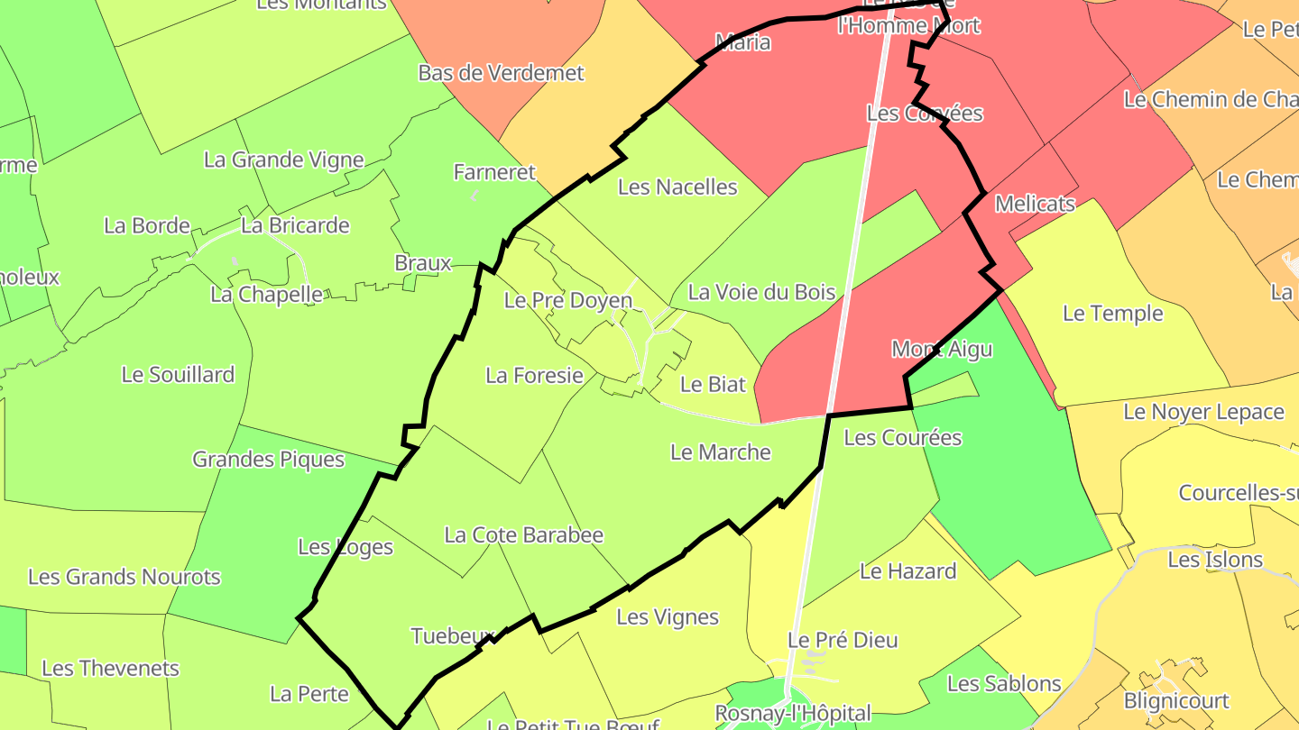 Carte des prix de l'immobilier Yèvres-le-Petit