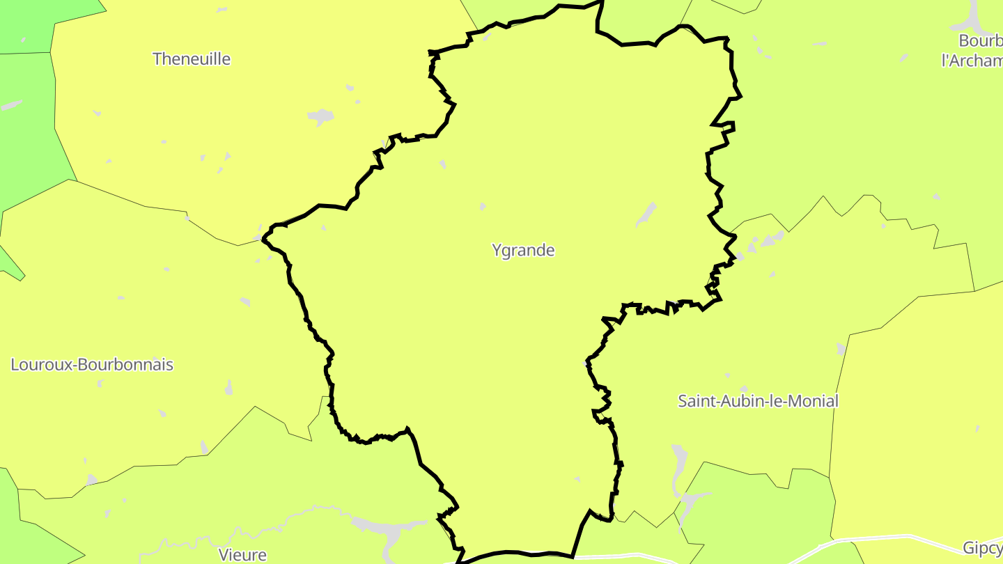 Carte des prix de l'immobilier Ygrande