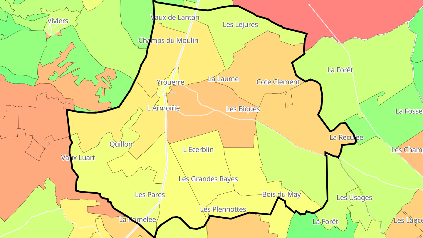 Carte des prix de l'immobilier Yrouerre
