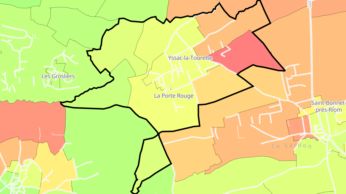 Carte des prix de l'immobilier Yssac-la-Tourette