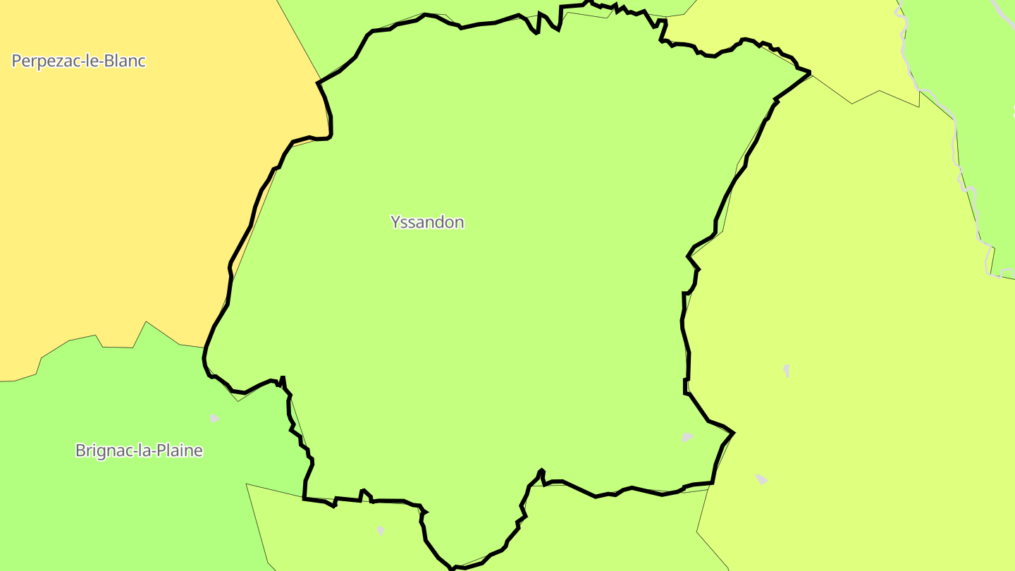 Carte des prix de l'immobilier Yssandon