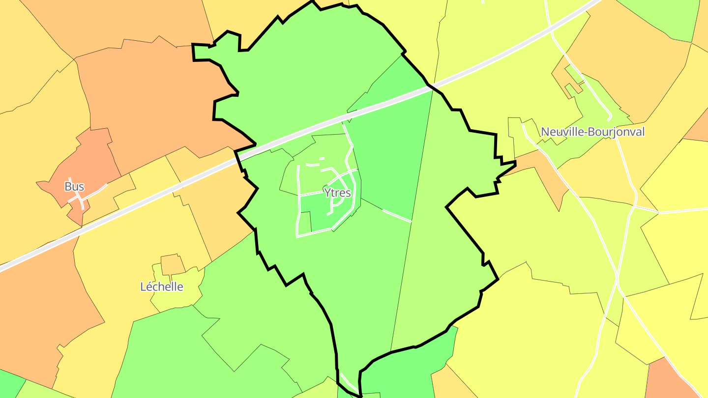 Carte des prix de l'immobilier Ytres