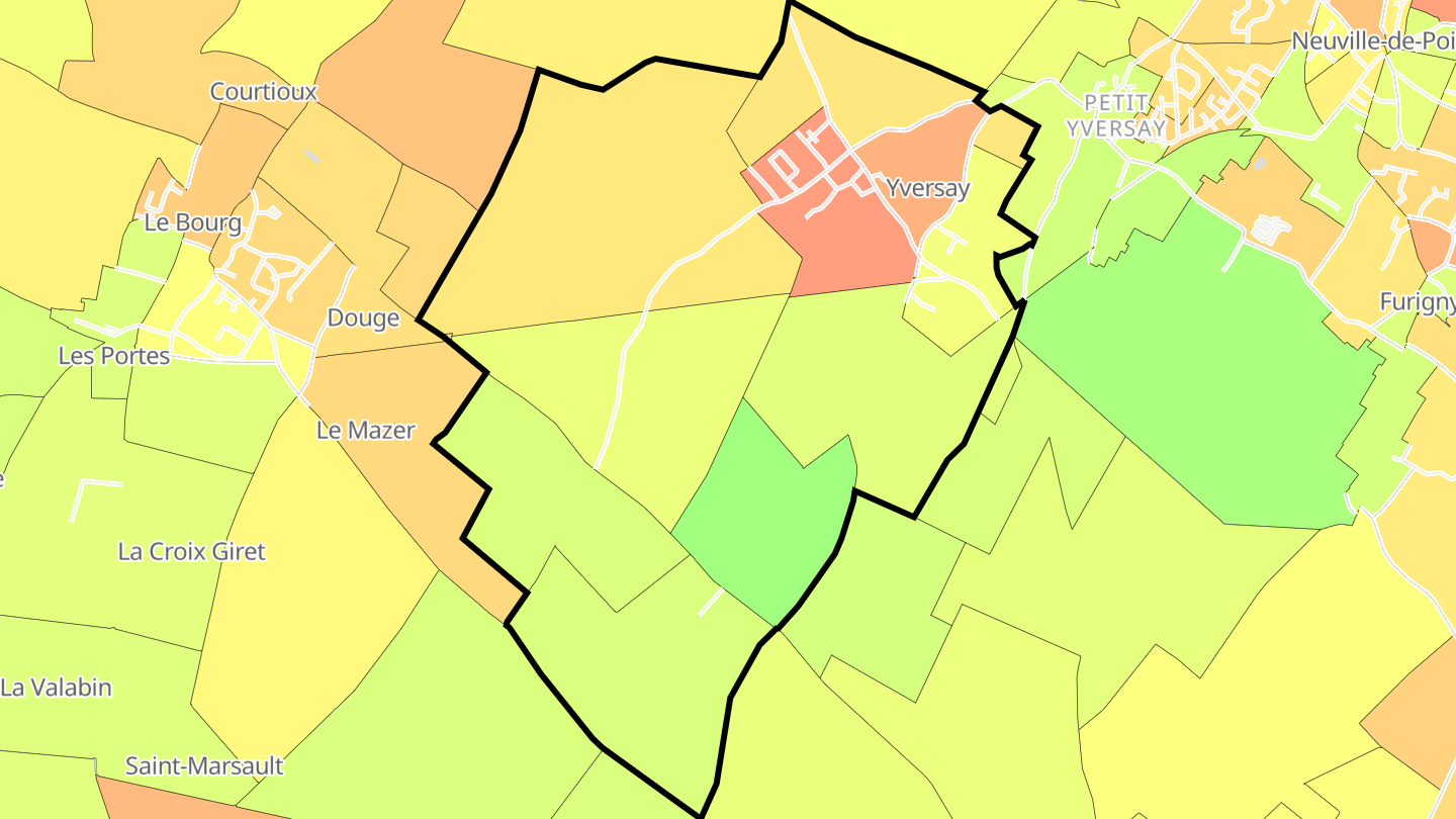 Carte des prix de l'immobilier Yversay