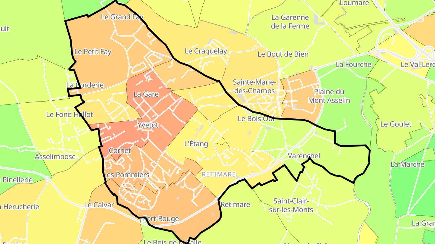 Carte des prix de l'immobilier Yvetot