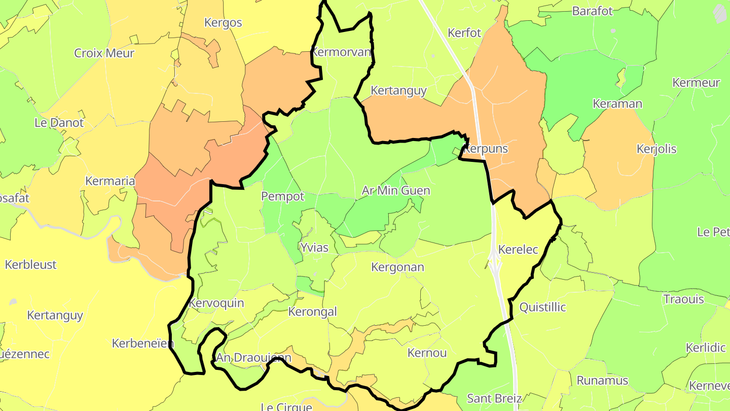 Carte des prix de l'immobilier Yvias