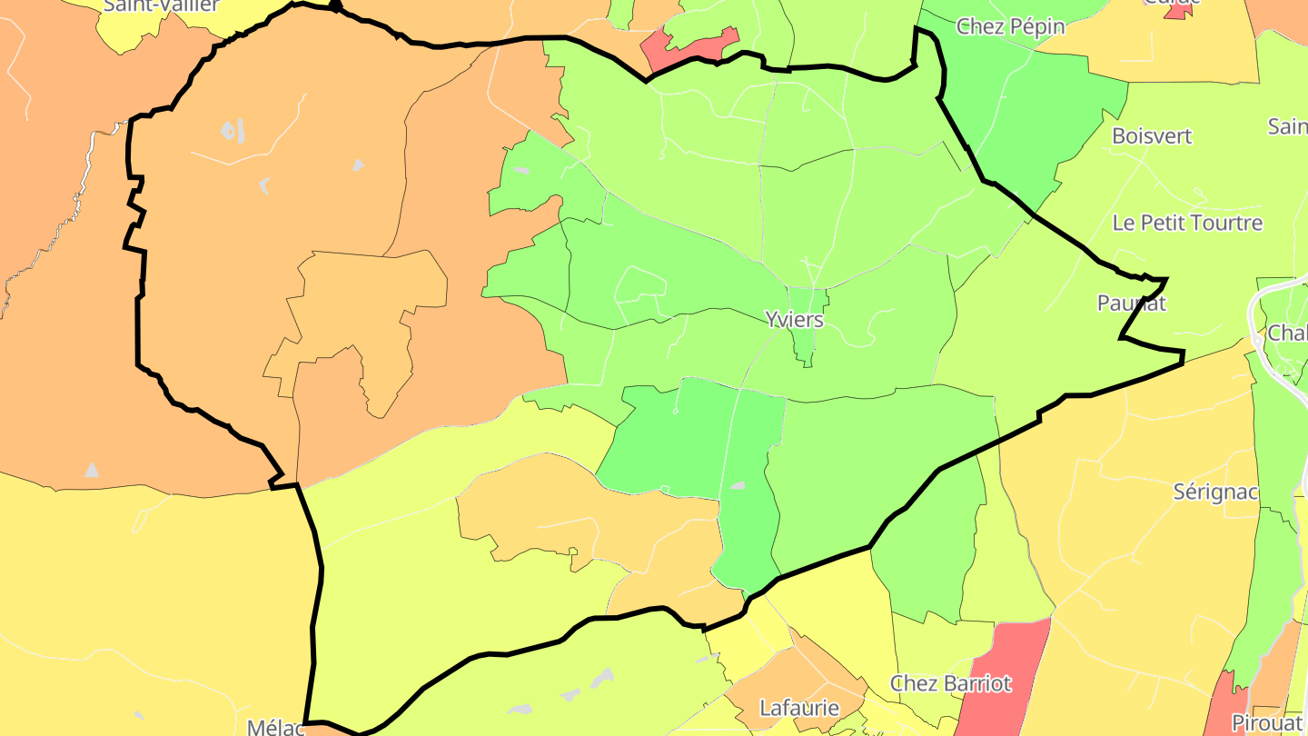 Carte des prix de l'immobilier Yviers