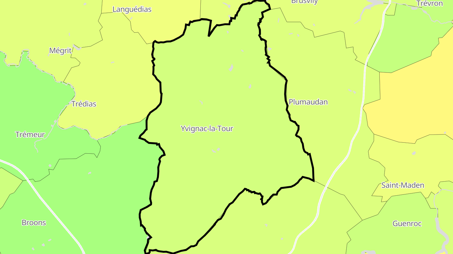 Carte des prix de l'immobilier Yvignac-la-Tour