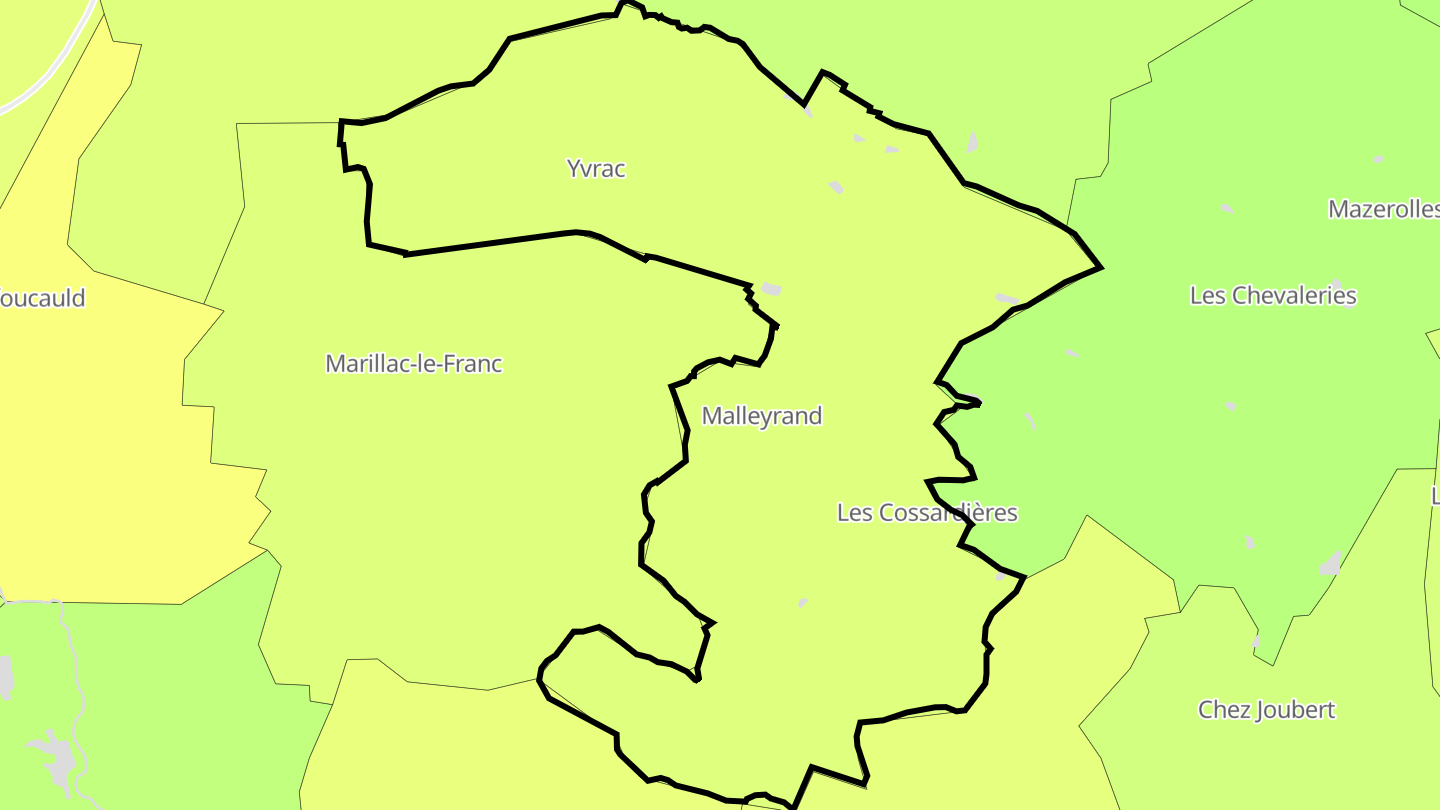 Carte des prix de l'immobilier Yvrac-et-Malleyrand