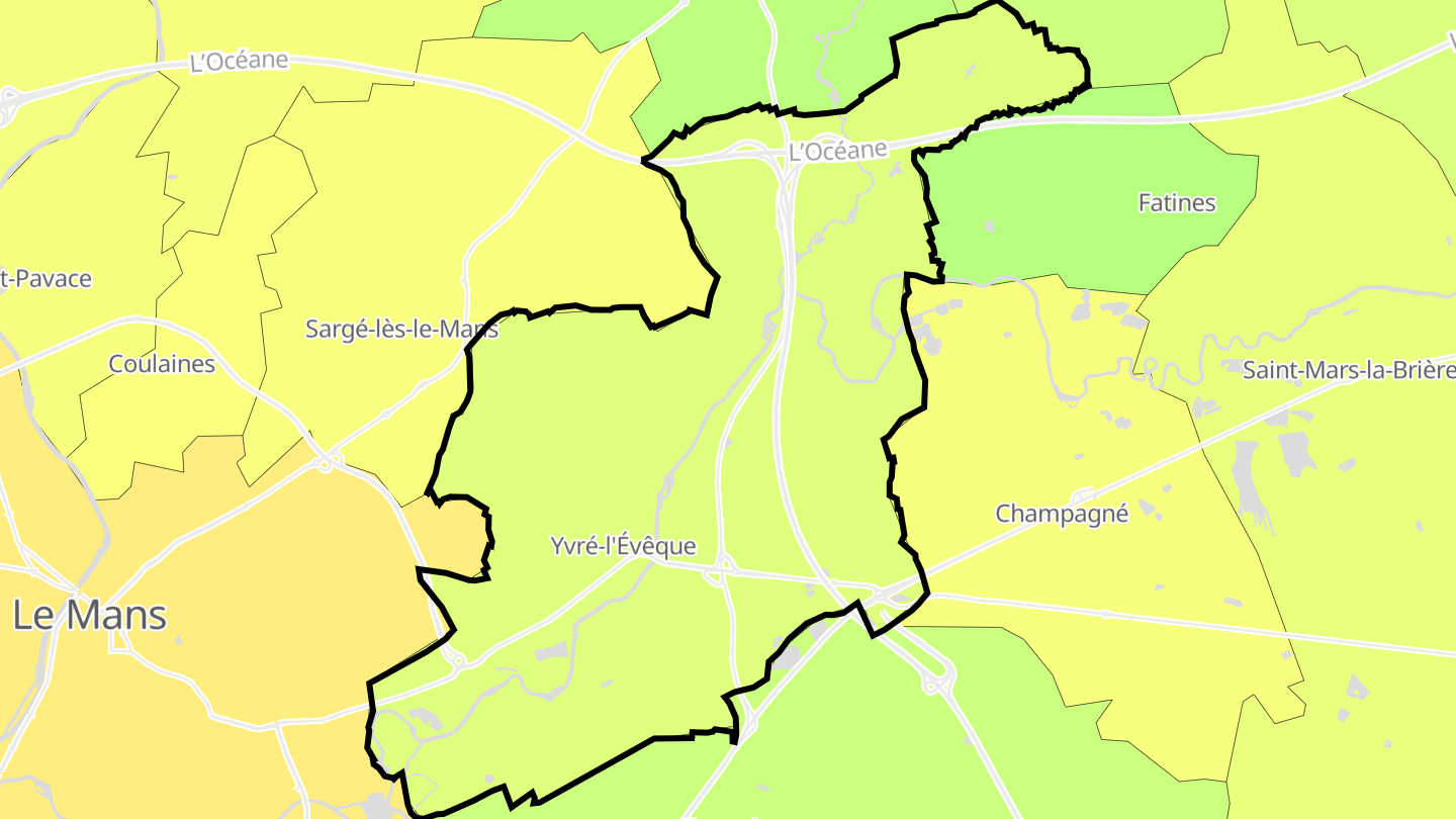Carte des prix de l'immobilier Yvré-l'Évêque