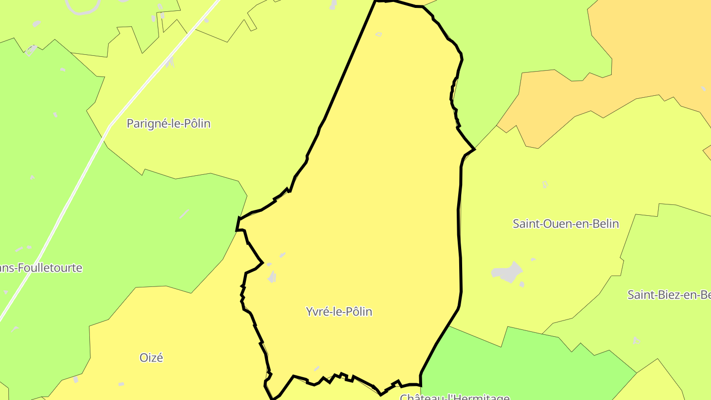 Carte des prix de l'immobilier Yvré-le-Pôlin