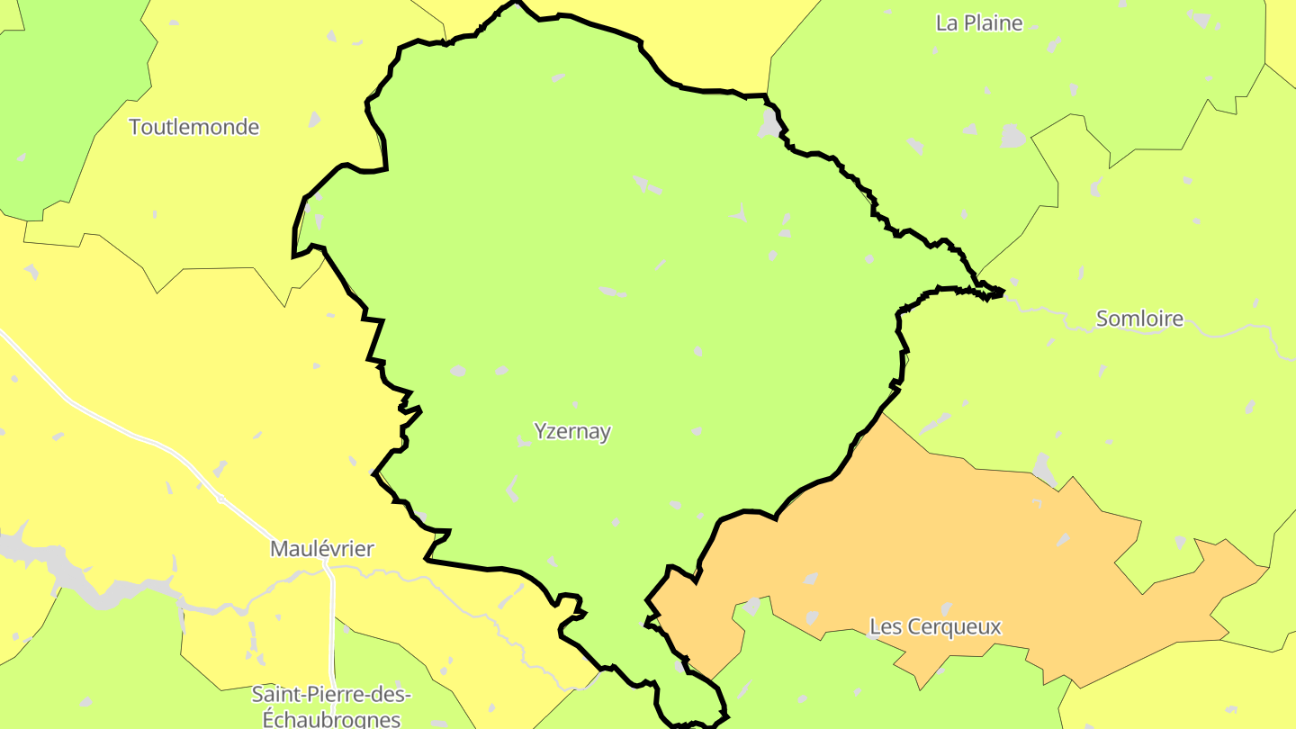 Carte des prix de l'immobilier Yzernay