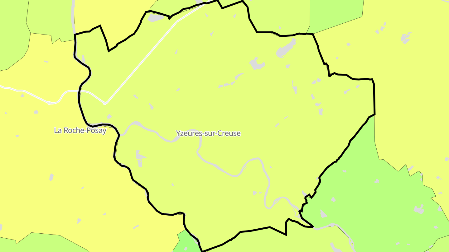 Carte des prix de l'immobilier Yzeures-sur-Creuse