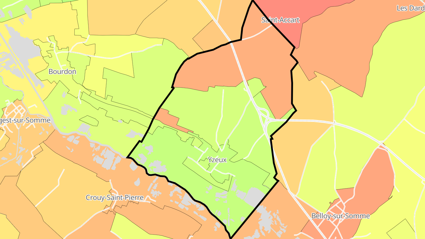 Carte des prix de l'immobilier Yzeux