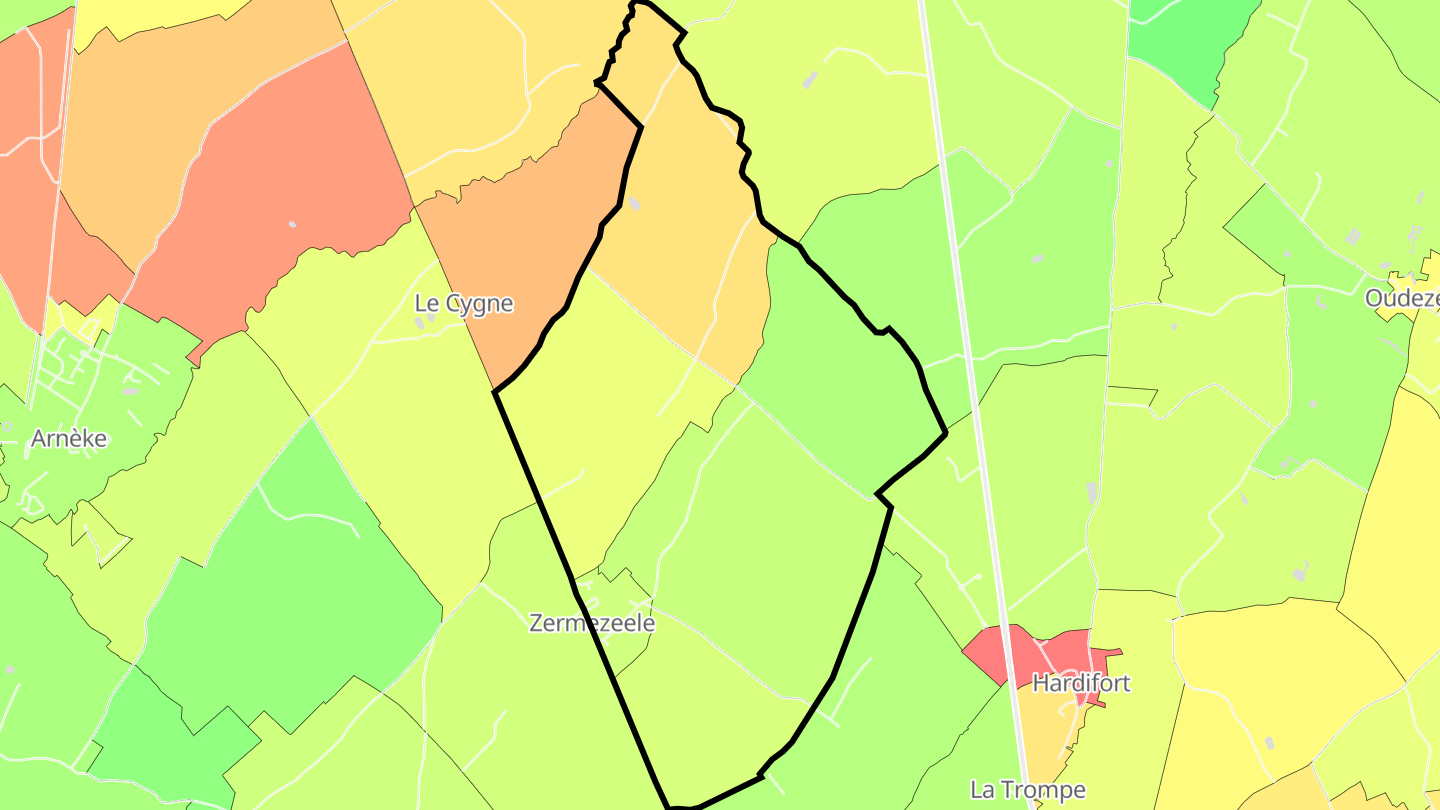 Carte des prix de l'immobilier Zermezeele