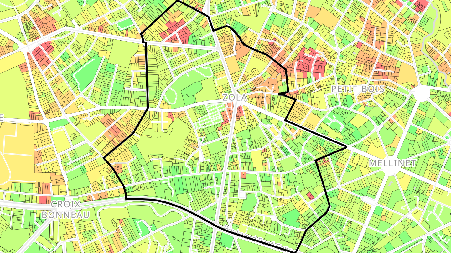 Carte des prix de l'immobilier Zola