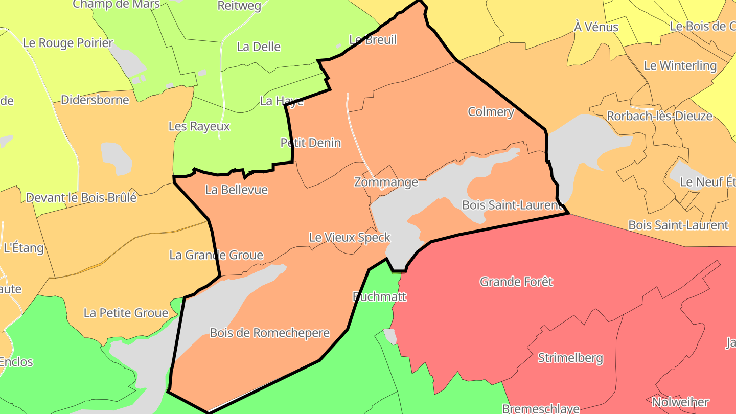 Carte des prix de l'immobilier Zommange