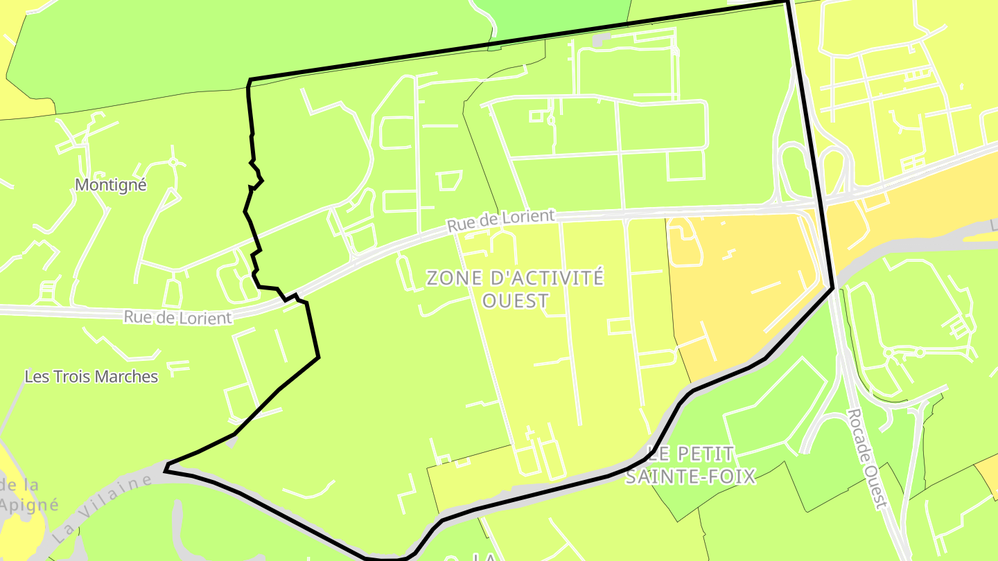 Carte des prix de l'immobilier Zone d'Activité Ouest