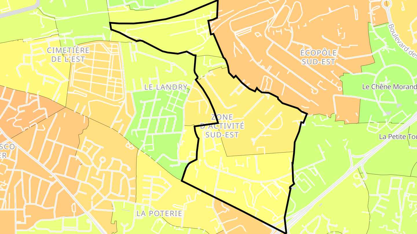 Carte des prix de l'immobilier Zone d'activité Sud-Est