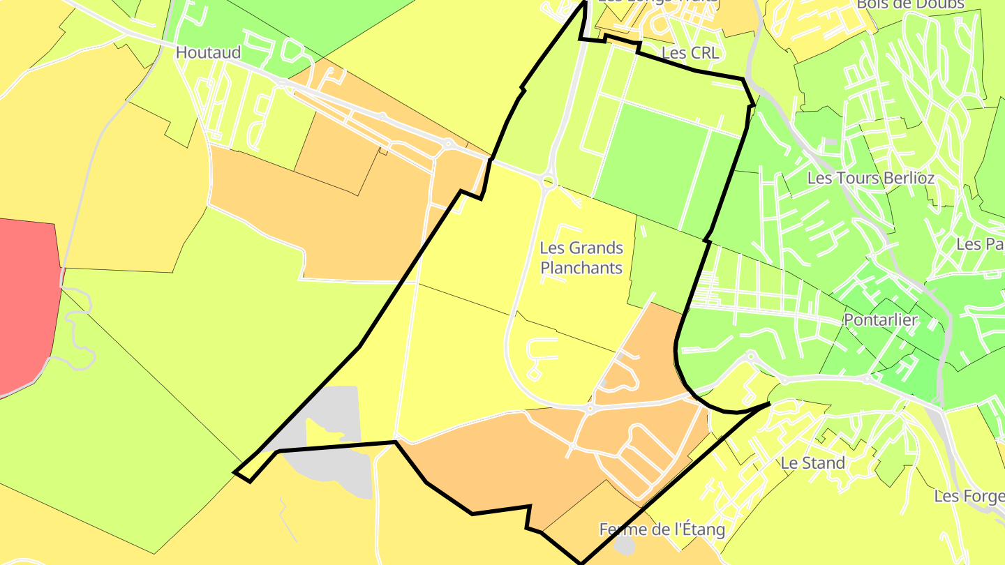 Carte des prix de l'immobilier Zone Industrielle