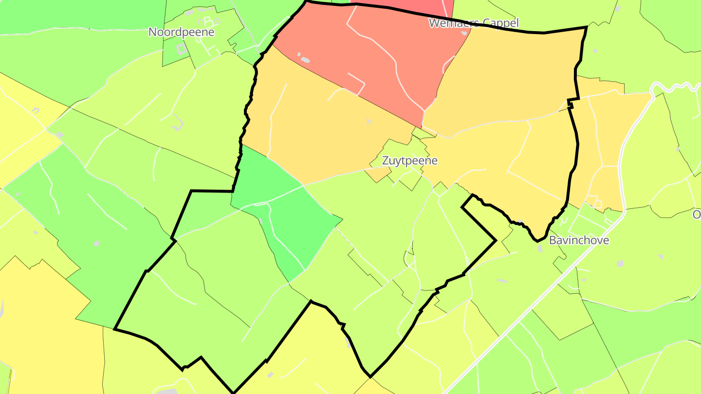 Carte des prix de l'immobilier Zuytpeene